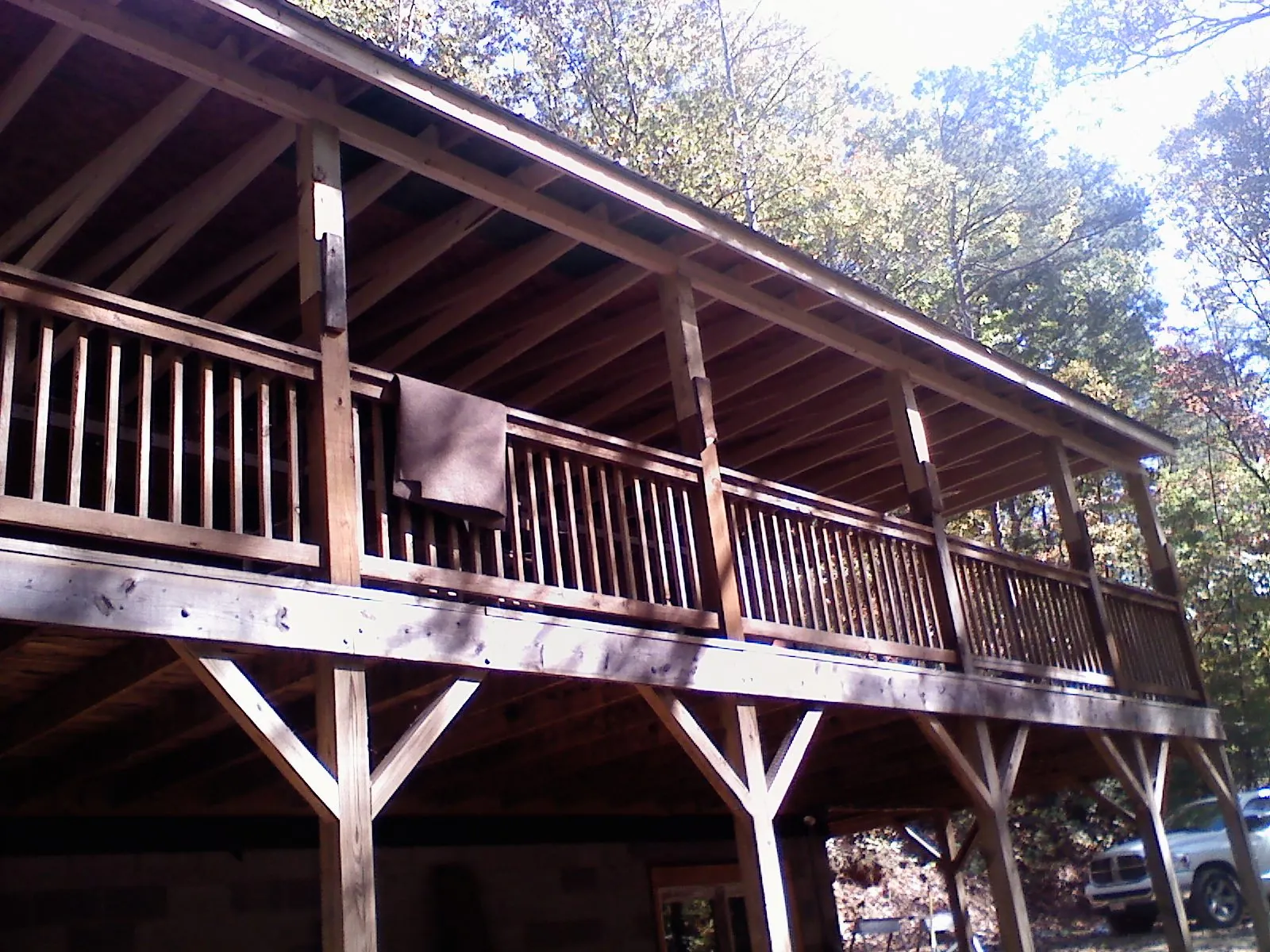 Timber framing under a new elevated porch and deck — Roof Leak Repair in Landisville by Roofing Brothers